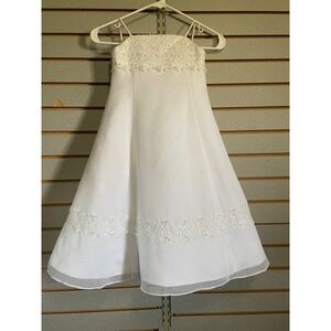 David's Bridal‎ White Flower Girl Dress Size 3 Beaded Formal Party